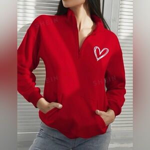 Red Heart Half-Zip Sweater